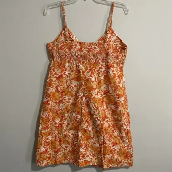Evie Babydoll Tropical Hawaiian Dress Orange 14 Hibiscus Flower Beach Vacation - Picture 5 of 6